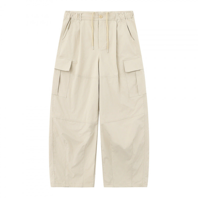 Herren Locker geschnittene Cargo-Hose mit hohem Bund, Kordelzug und aufgesetzten Klappentaschen Shop Nory