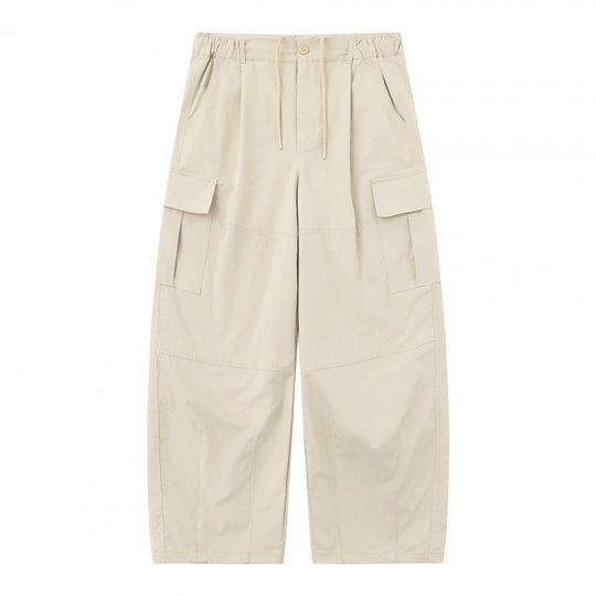 Herren Locker geschnittene Cargo-Hose mit hohem Bund, Kordelzug und aufgesetzten Klappentaschen Shop Nory