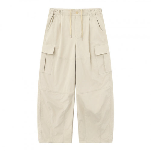 Herren Locker geschnittene Cargo-Hose mit hohem Bund, Kordelzug und aufgesetzten Klappentaschen Shop Nory
