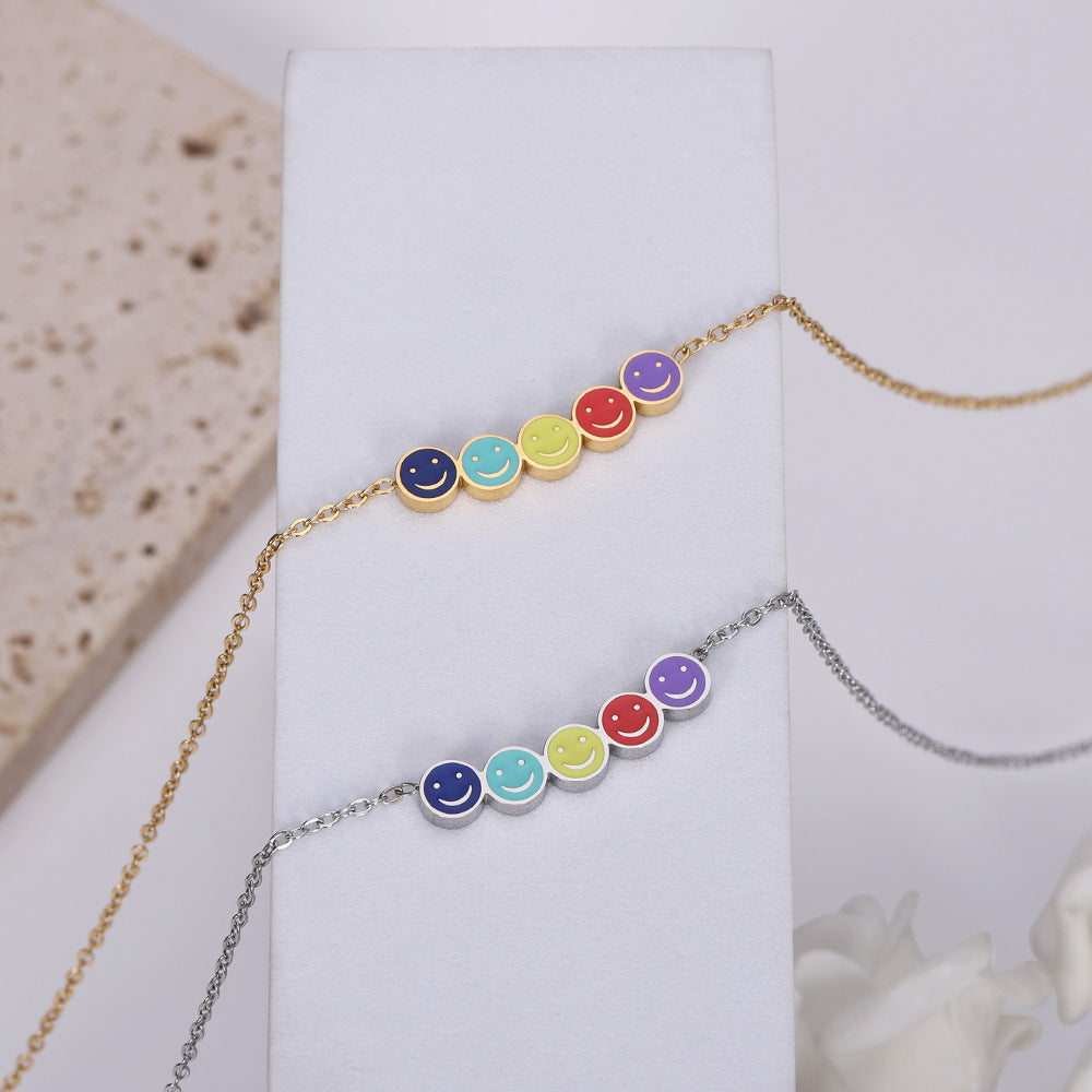 Frauen Playful Smiley Face Charm Halskette Shop Nory