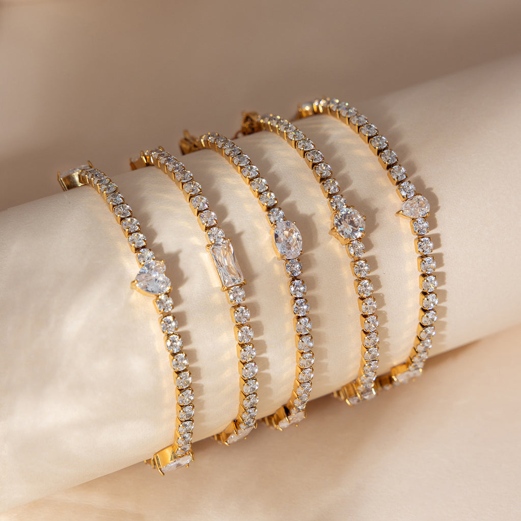 Damen Armband mit funkelnden Zirkonia-Steinen aus hypoallergenem Edelstahl Shop Nory
