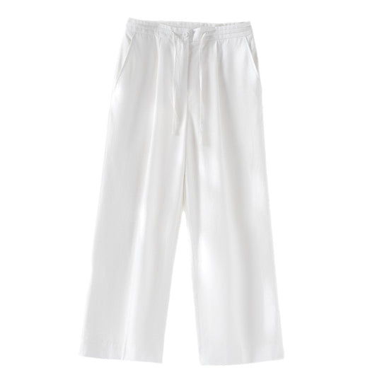 Damen Relaxed Palazzo-Hose aus Viskose‑Leinen mit Bundfalte und Tunnelzug Shop Nory