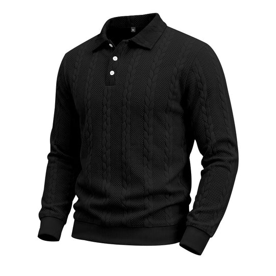 Herren Gestricktes Polo-Sweatshirt mit Zopfstrickmuster und Knopfleiste Shop Nory