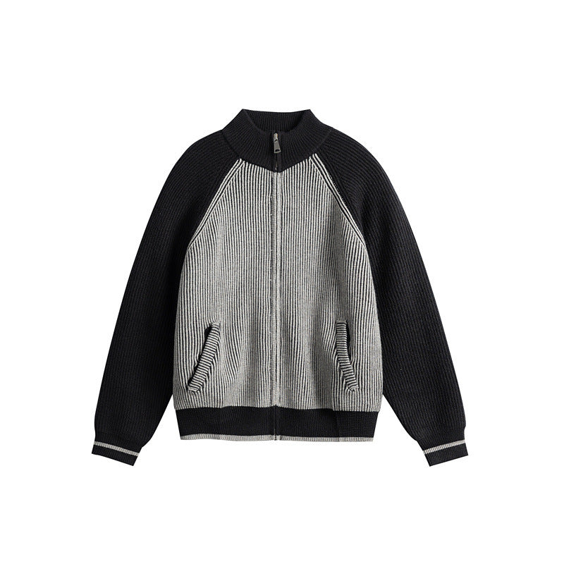 Unisex Gestrickte Zip‑Strickjacke im Raglan‑Schnitt mit hohem Stehkragen und Rippstruktur Shop Nory