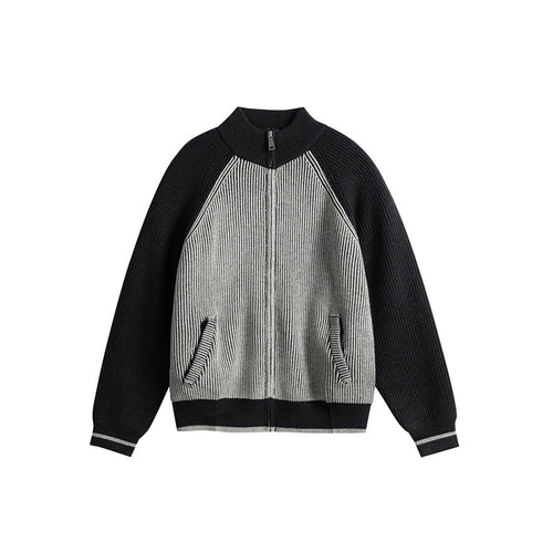 Unisex Gestrickte Zip‑Strickjacke im Raglan‑Schnitt mit hohem Stehkragen und Rippstruktur Shop Nory