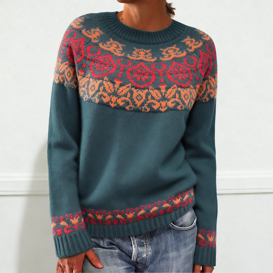 Damen nan Norwegerpullover aus Wollmix mit Rundhalsausschnitt und traditionellem Fair-Isle-Yoke Shop Nory