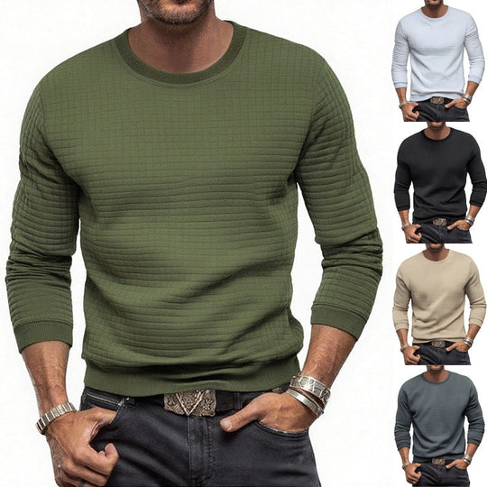 Herren nan strukturiertes Rundhals-Sweatshirt aus gesteppter Baumwollmischung