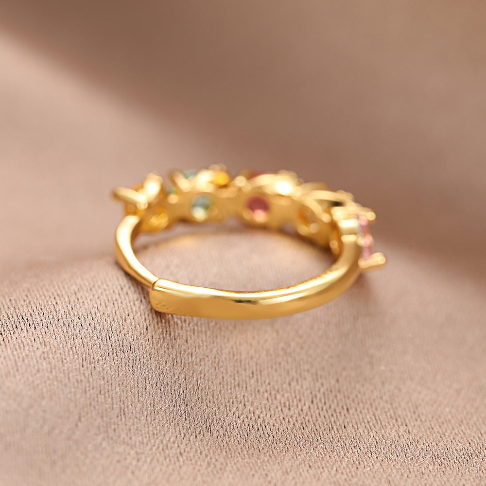 Damen Glänzender Ring mit bunten Zirkonia-Steinen Shop Nory