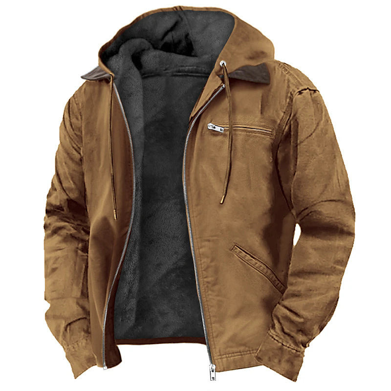 Herren nan wattierte Kapuzenjacke mit Teddyfutter und robuster Canvas-Aussenschicht Shop Nory
