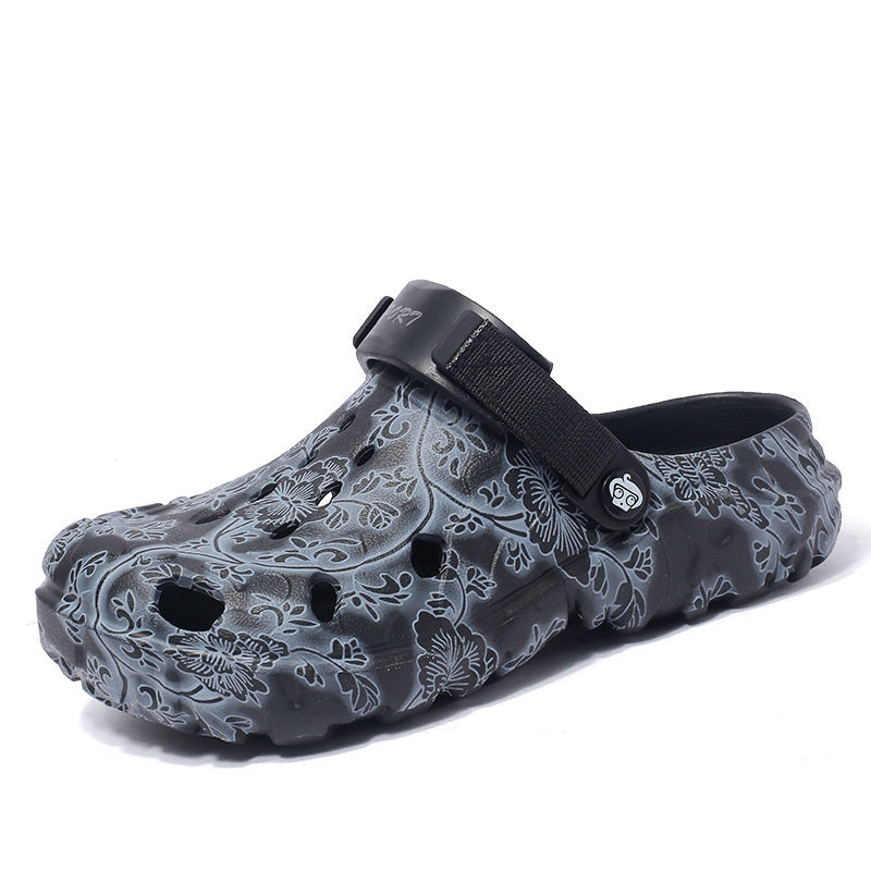 Damen Komfortable Clogs mit verstellbarem Riemen und floralem Design