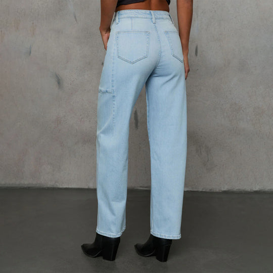 Damen High-Waist Jeans in weiter Beinform mit seitlicher Tasche Shop Nory