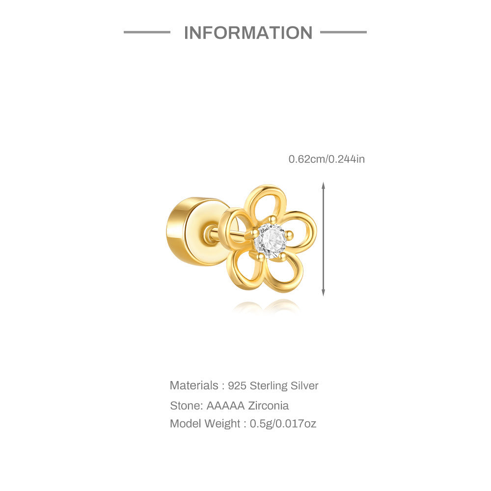 1 Stück Ohrknorpelringe & -stecker Cute Geometric 925 Sterling Silber Türkis Zirkon Ohrknorpelringe & -stecker | Shop Nory