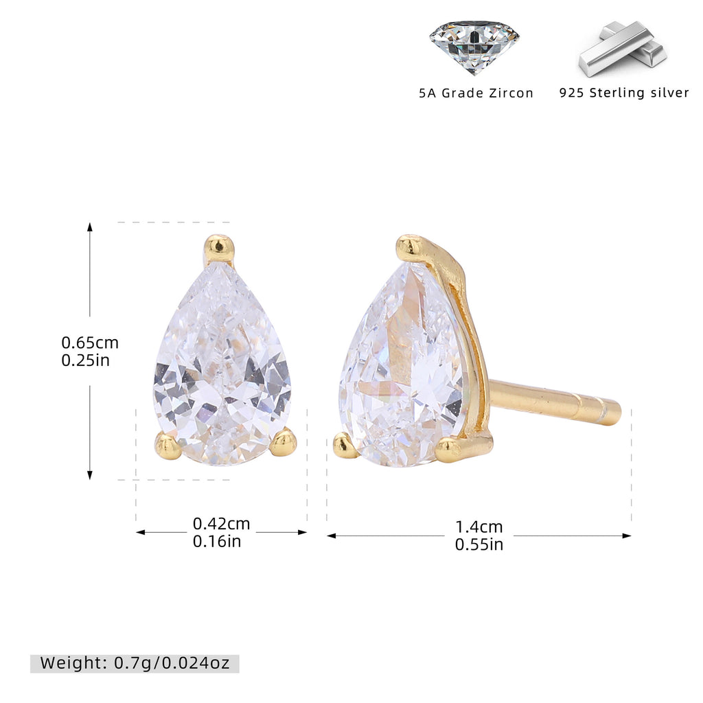 Damen Ohrstecker mit tropfenförmigem Zirkon und hochwertiger 925er Sterlingsilberfassung Shop Nory