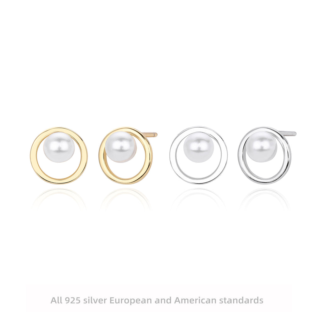 Damen Ohrstecker mit modernem Perlen-Design und hochwertiger 925 Sterling Silber-Fassung Shop Nory