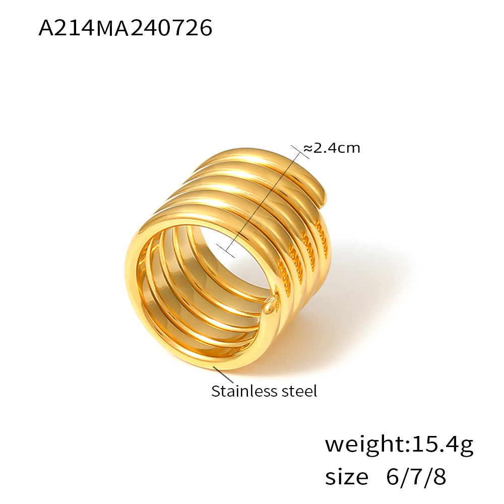 Damen Schmuckring mit geschichtetem Spiral-Design aus Edelstahl Shop Nory