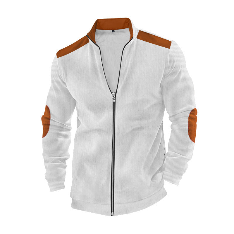 Herren nan Cordjacke mit Reißverschluss Stehkragen und Ellbogen-Patches Shop Nory