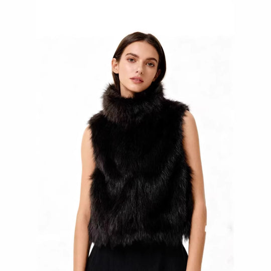 Damen Ärmellose Teddy‑Plüschweste mit hohem Stehkragen und dichtem Hochflor Shop Nory