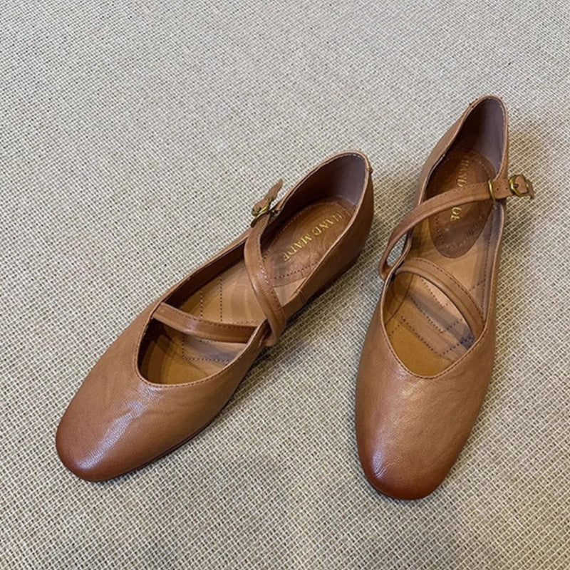 Damen Ballerina-Schuhe mit verstellbarem Riemchen und bequemem Fußbett