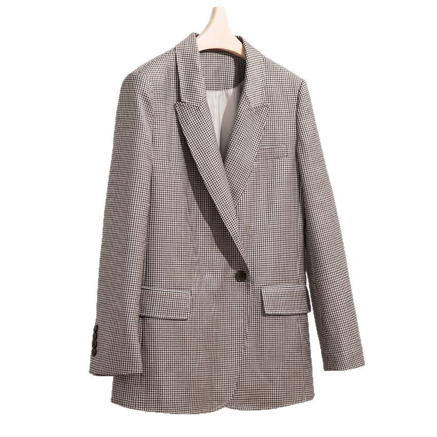 Damen Oversized Hahnentritt-Blazer mit Reverskragen und legerer Silhouette Shop Nory