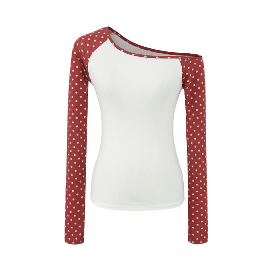 Damen Asymmetrisches Longsleeve mit Polka-Dot Raglanärmeln Shop Nory