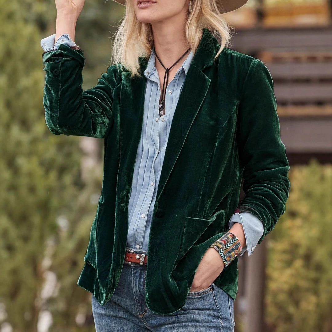 Damen Samt-Blazer mit klassischem Revers und soften Fall Shop Nory