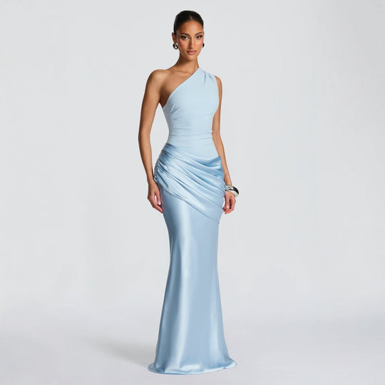 Damen Elegantes Abendkleid mit Off-Shoulder-Design und Fließendem Cape