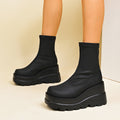 Damen High-Top Stiefeletten mit doppeltem Plateau