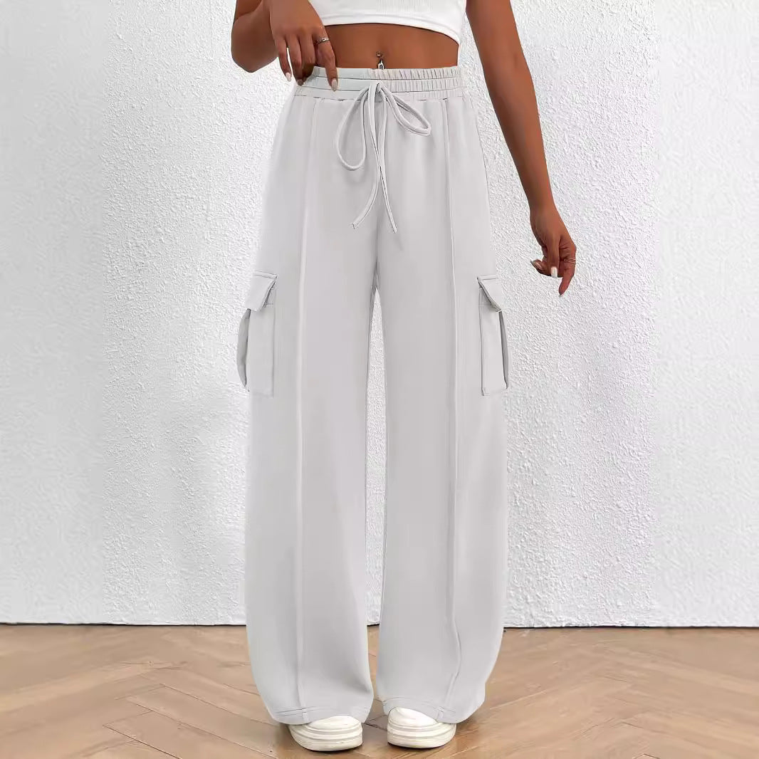 Damen Weite Cargo-Loungehose mit Tunnelzugbund und aufgesetzten Pattentaschen Shop Nory