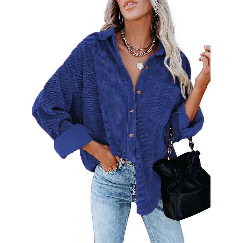 Damen lässige Cordhemdbluse