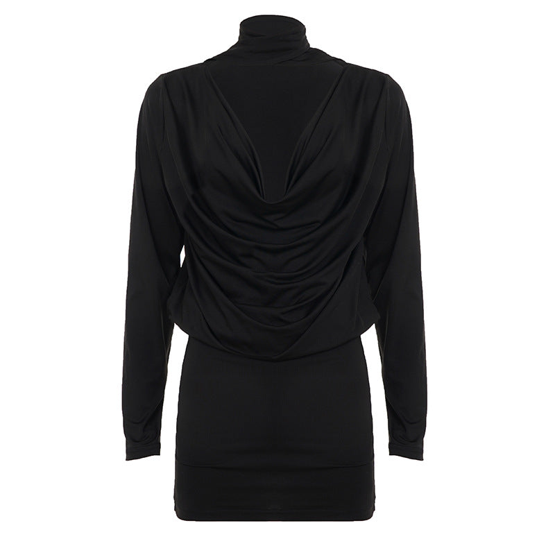 Damen nan figurbetontes Langarm-Minikleid mit Wickel‑V‑Ausschnitt, angesetzter Schluppe und taillierter Raffung Shop Nory