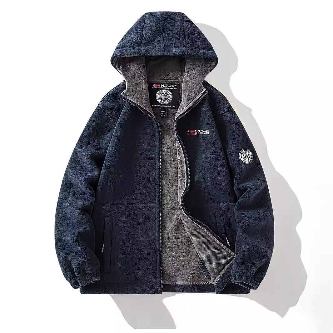Damen Kapuzen-Fleecejacke mit Teddyfutter und durchgehendem Reißverschluss Shop Nory