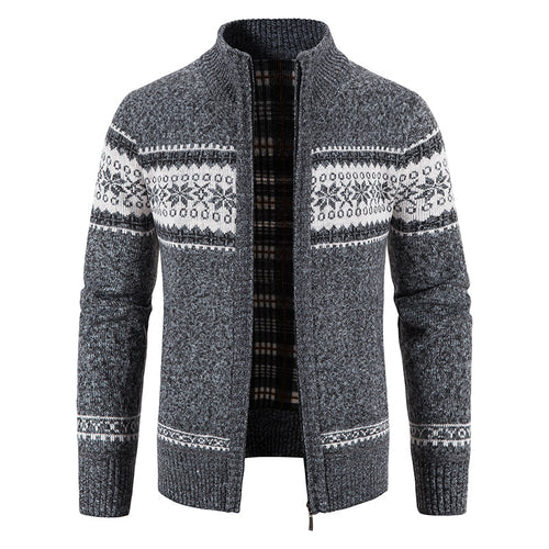 Herren Norweger-Strickzipjacke mit Stehkragen, wärmendem Fleecefutter und Reißverschluss Shop Nory
