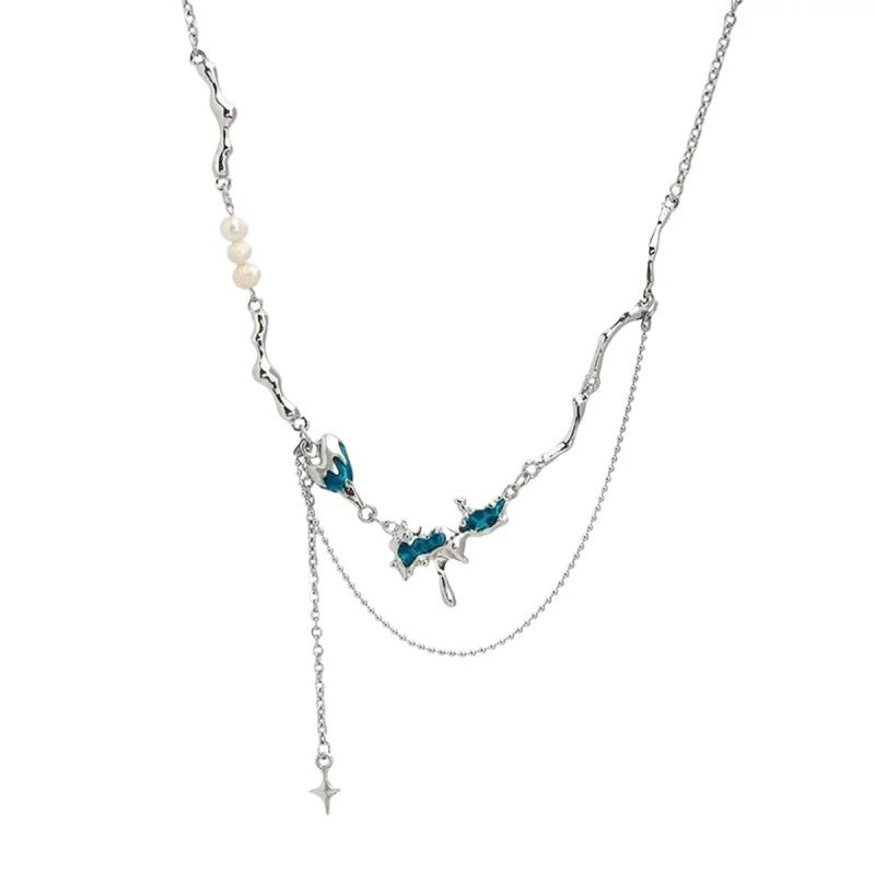 Damen Halskette mit verspieltem Muschel- und Wellenmuster Shop Nory