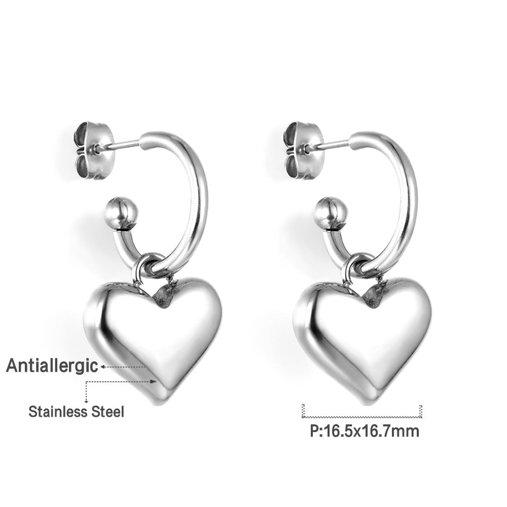 Damen Herzförmige Edelstahl Ohrstecker Shop Nory 1783008980