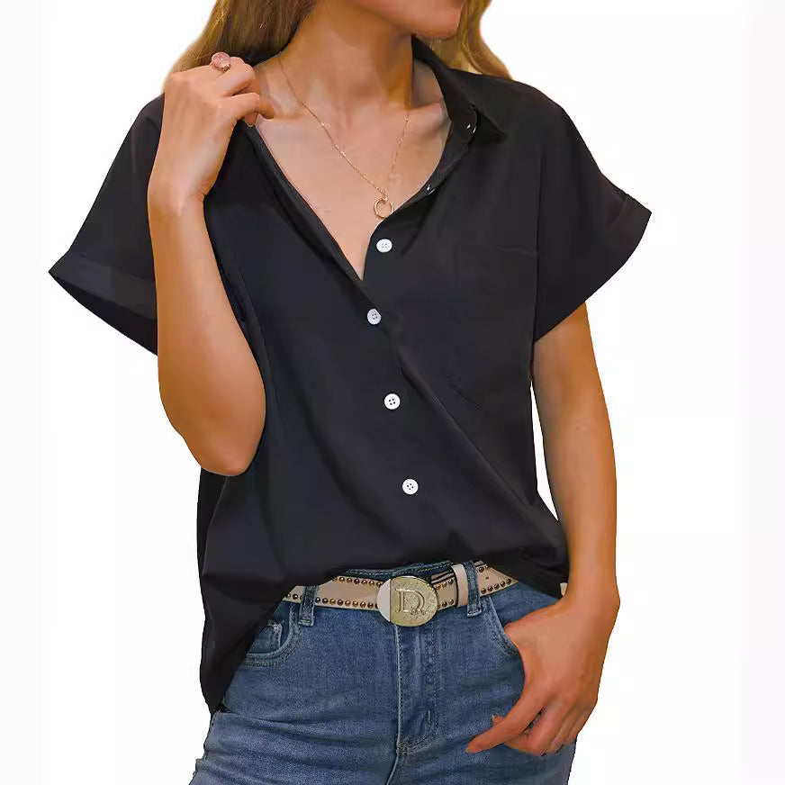Damen elegant geschnittene Kurzarmbluse
