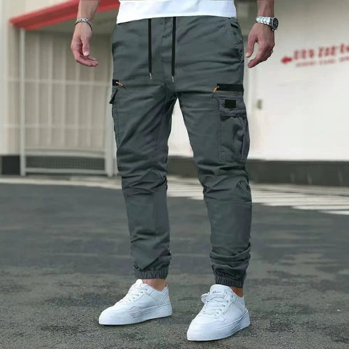 Herren Tapered Cargohose im Joggerstil mit Elastikbund, Tiefer Schritt‑Tasche & Reißverschlusstaschen Shop Nory
