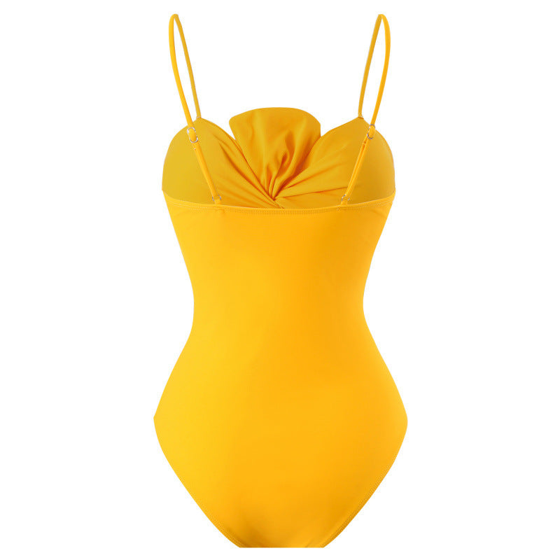 Damen Einteiler Badeanzug mit verstellbaren Trägern und eleganter Raffung
