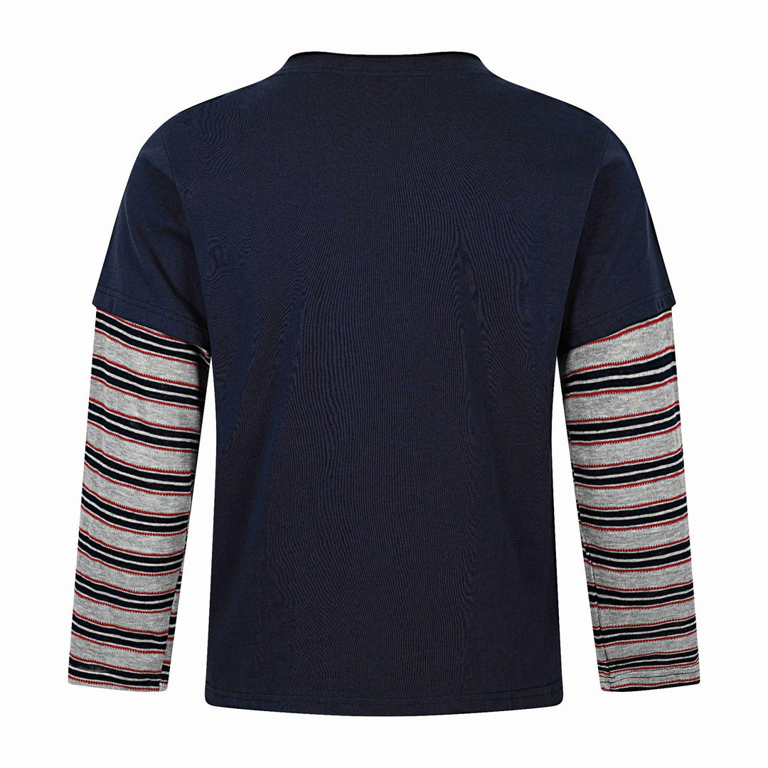 Herren Langes Layering-Longsleeve mit Stern-Applikation und gestreiften Unterärmeln Shop Nory