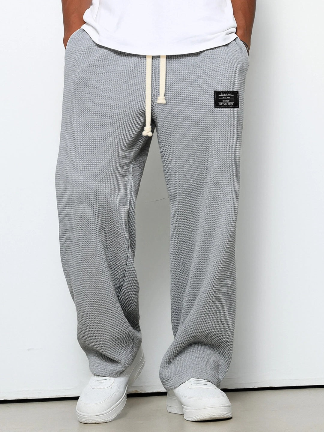 Herren nan lässige Waffelstruktur Lounge-Hose mit Kordelzug, elastischem Bund und weiter Passform Shop Nory
