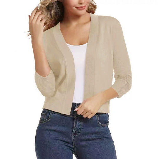 Damen nan offener Kurzcardigan mit dreiviertelärmeln und elastischem Saum Shop Nory
