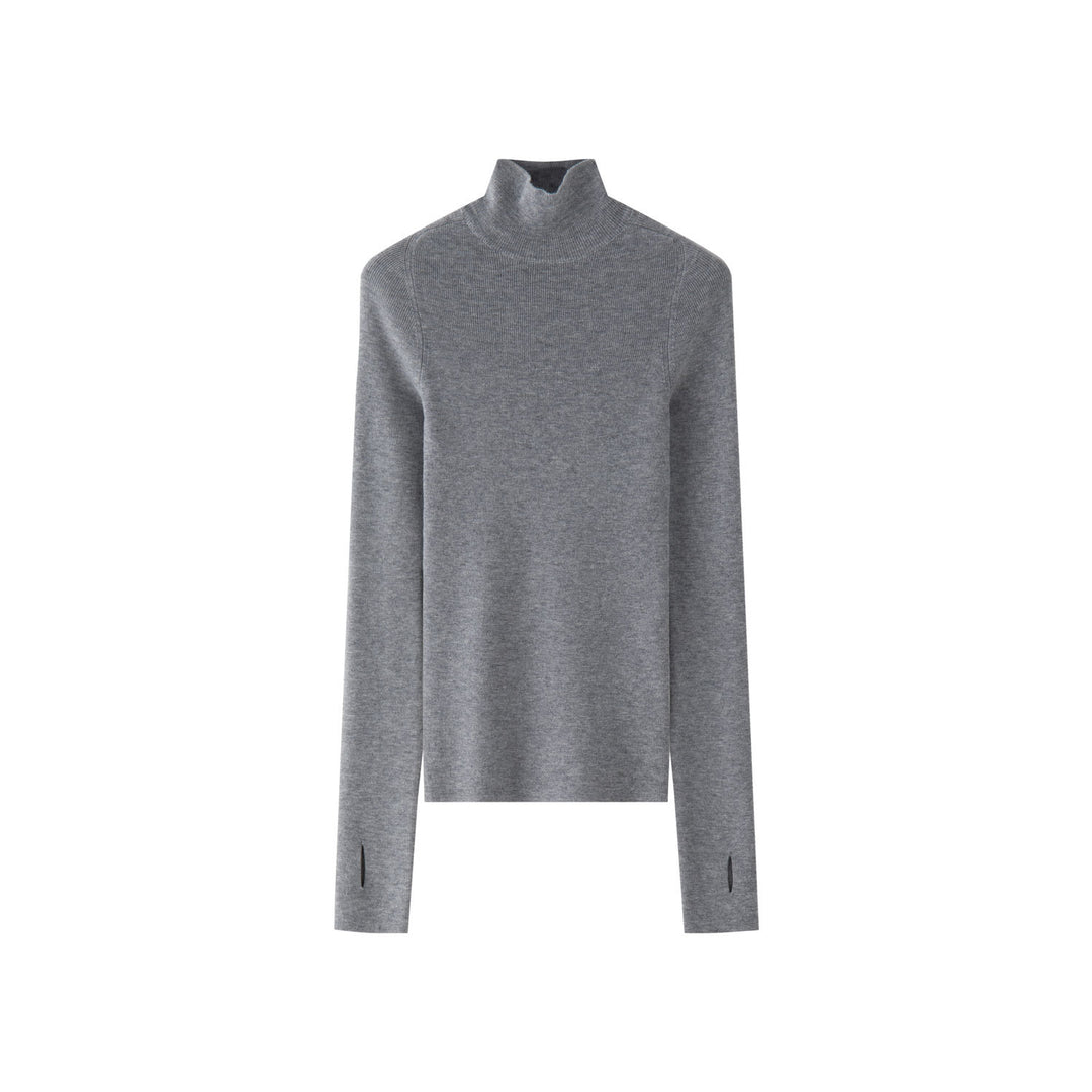 Damen Bodybetonter Feinstrick‑Rollkragenpullover mit verlängerten Ärmeln und Daumenloch Shop Nory