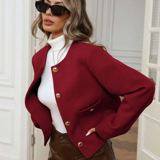 Damen Modische Jacke mit Goldknöpfen