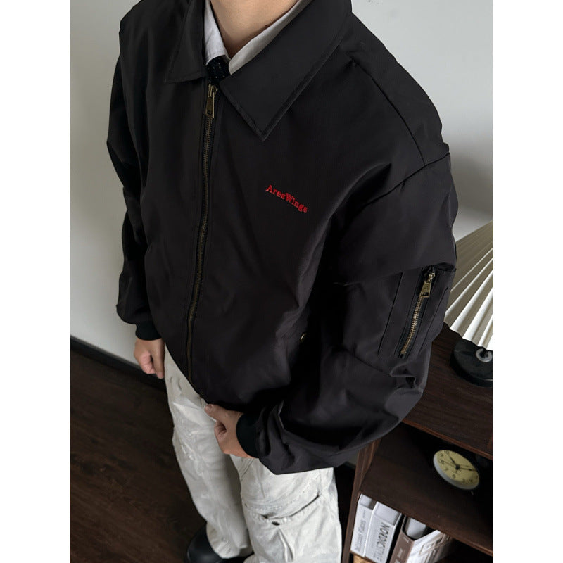 Herren Leichte Bomberjacke mit Hemdkragen, Ärmeltasche und elastischem Saum Shop Nory