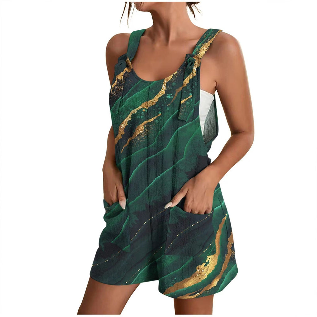 Damen lässiger Overall mit floralem Design und praktischen Taschen