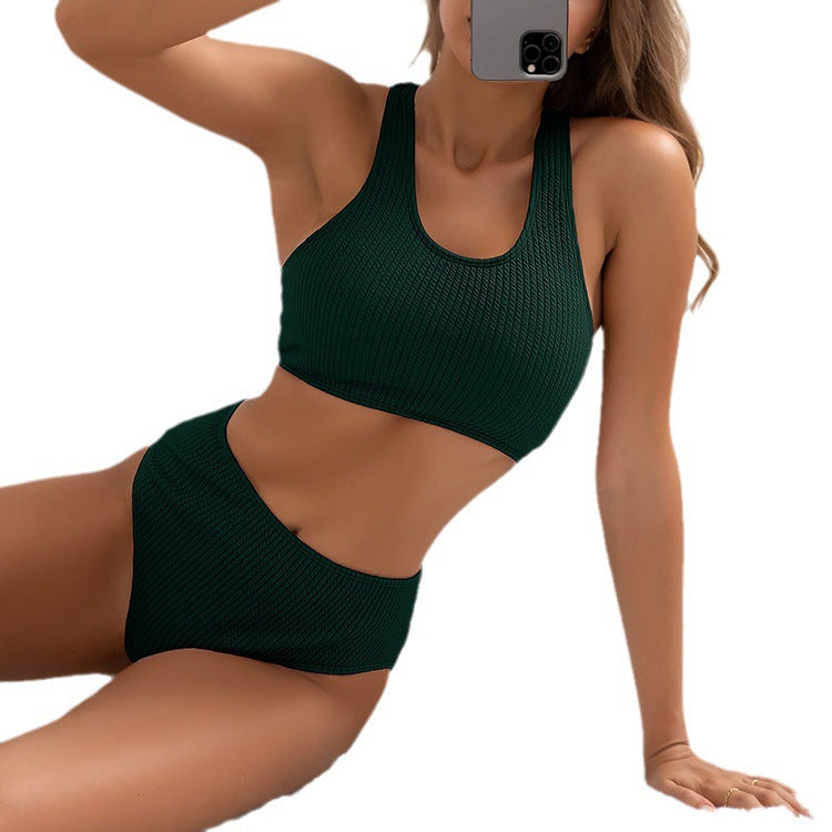 Damen Hochtailliertes Bikini-Set mit sportlichem Schnitt und atmungsaktiven Materialien