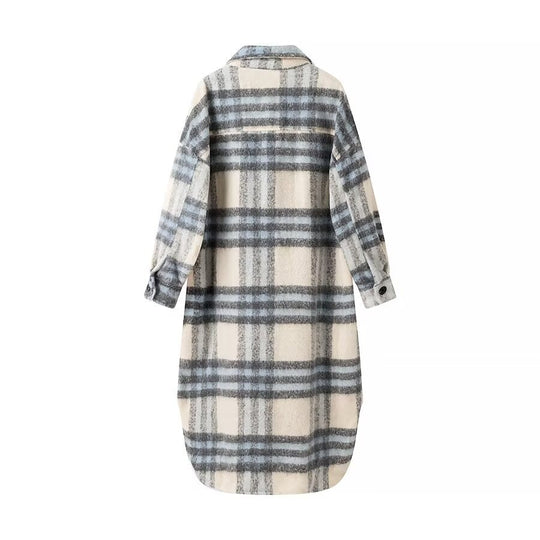 Damen Oversize-Hemdkleid-Mantel aus Wollmix mit Karomuster Shop Nory
