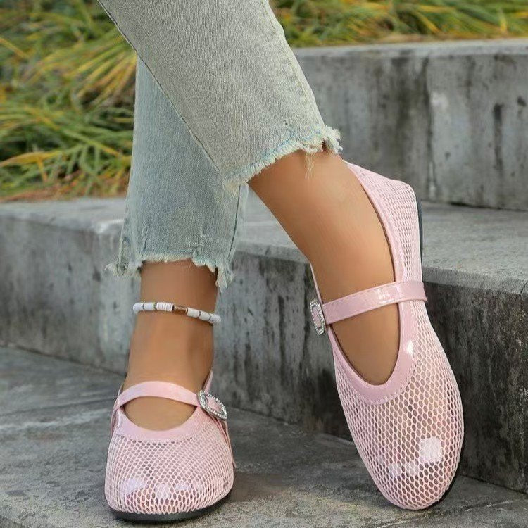 Damen Ballerinas mit elegantem Netzdesign und Kettenapplikation