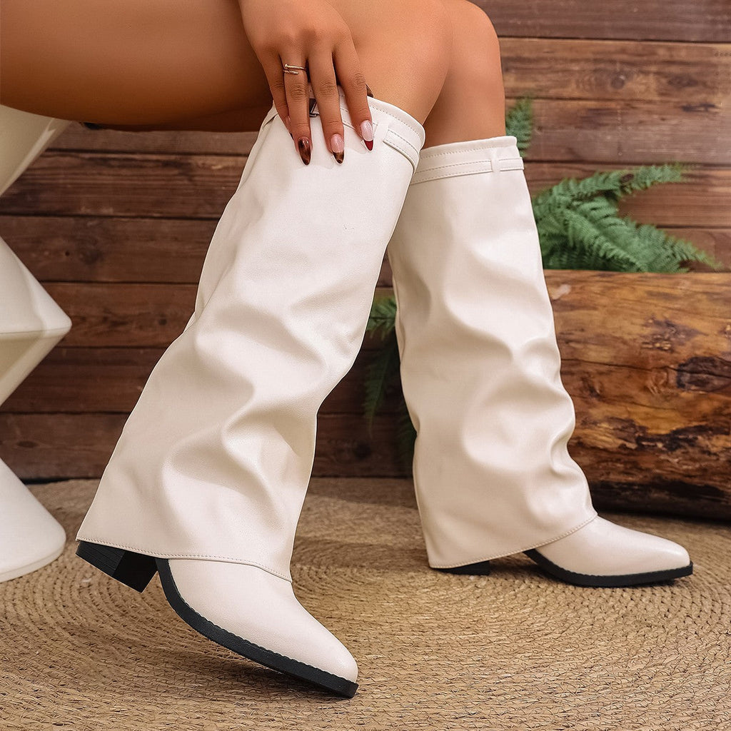 Damen Elegante, knöchelhohe Stiefeletten aus weichem Kunstleder mit modischem Falten-Design