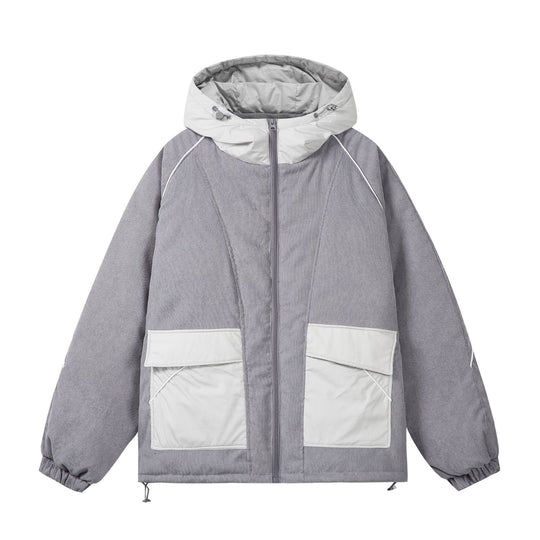 Unisex Wattierte Cord-Fieldjacke mit Kapuze und großen Utility‑Taschen Shop Nory