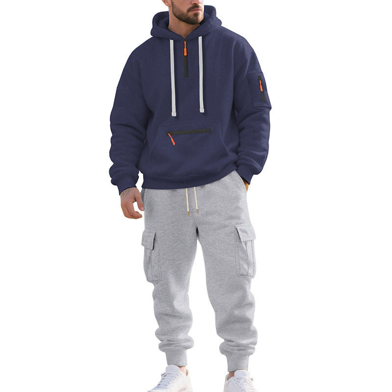 Herren Zweiteiliger Performance-Jogginganzug mit Kapuzen-Hoodie, wasserabweisenden Reißverschlüssen und Cargo-Jogger Shop Nory